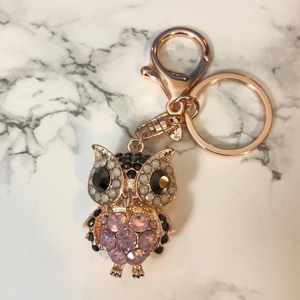 Rhinestone Keychain Purse Charm - OWL
